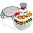 thumbnail image 1 of Caperci 55 oz Superior Salad Bento Box with 4-Compartments, 3 oz Sauce Container, Reusable Spork & BPA-Free (Gray), 1 of 5