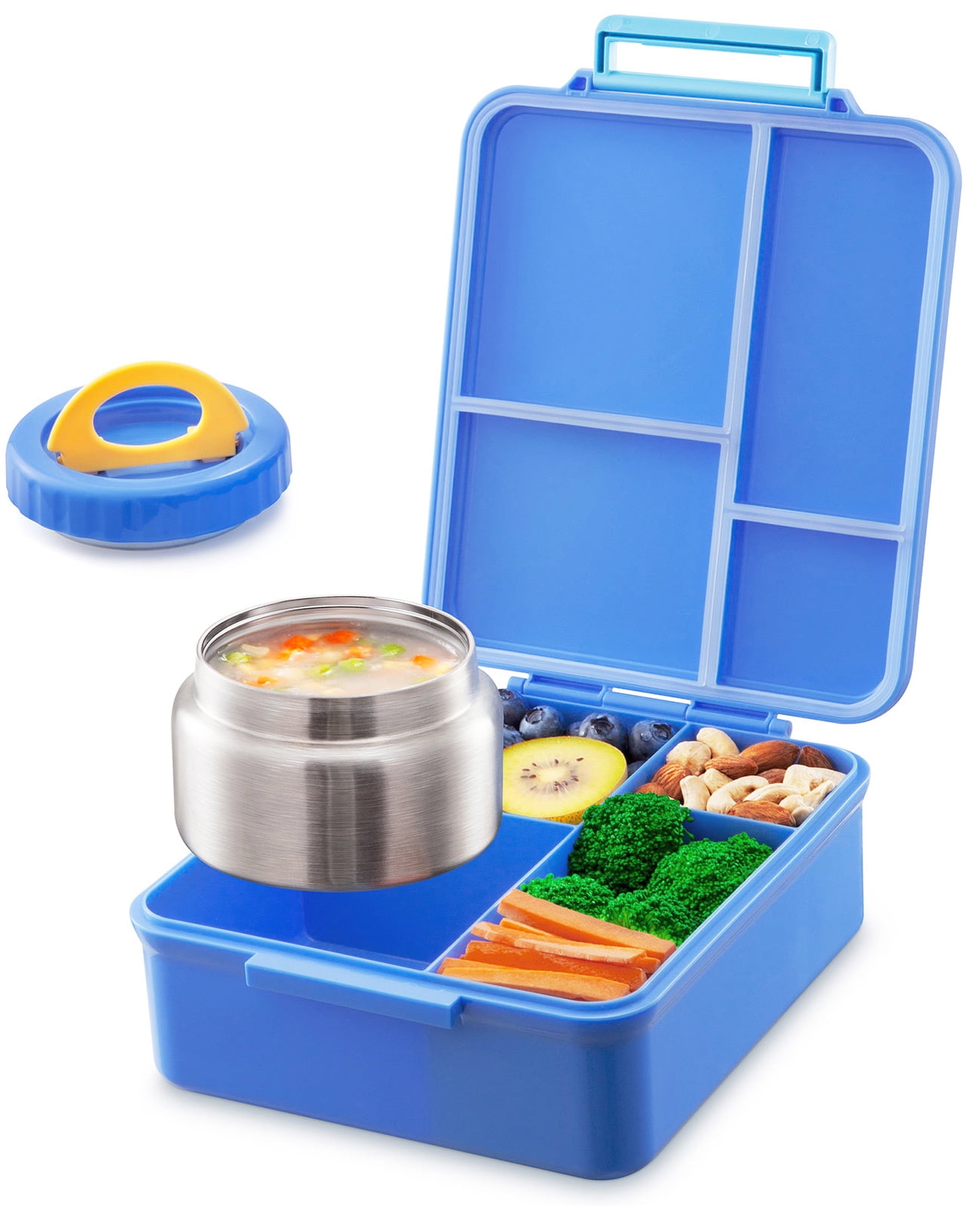 Caperci Bento Lunch Box for Kids with Thermos - Leakproof 4-Compartment  Lunch Food Containers for Kids and Teens, Two Temperature Zones, Versatile  (Blue) 