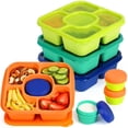 thumbnail image 1 of Caperci Original Lunchable Snack Containers for Kids & Adults - 5 Compartments Bento Snack Boxes with 4 Leakproof Small Containers, Wheat Straw, BPA-Free, Set of 4, 1 of 10