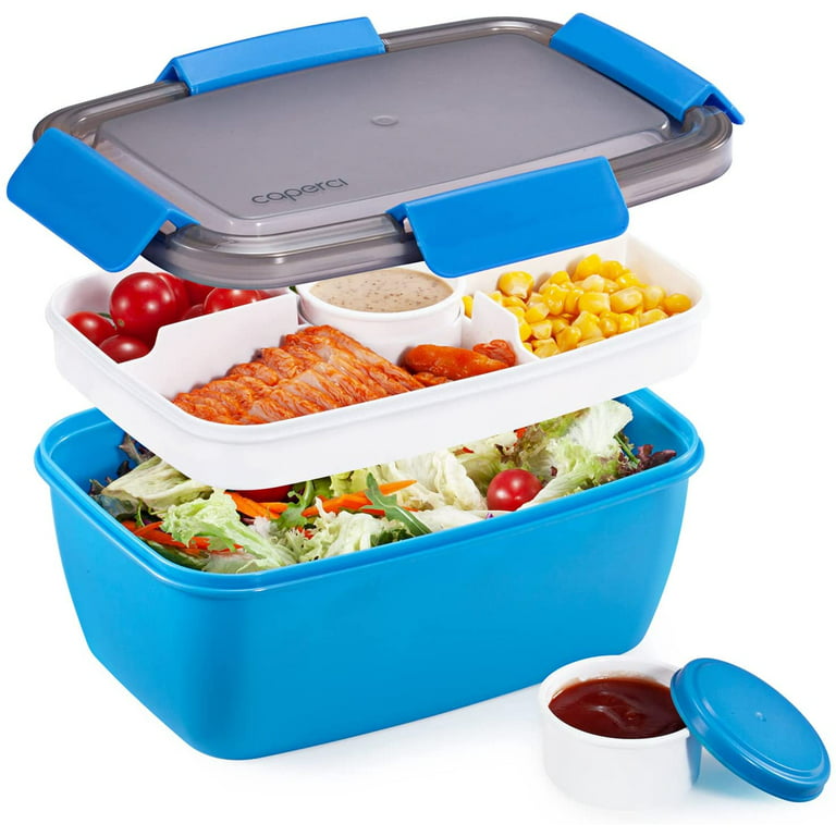 Caperci Stackable Salad Container for Lunch, Leakproof Adult Bento