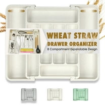 Caperci Silverware Organizer for Kitchen Drawers, Large Expandable Kitchen Utensil Drawer Organizer Holder, Dishwasher Safe Tray (White)