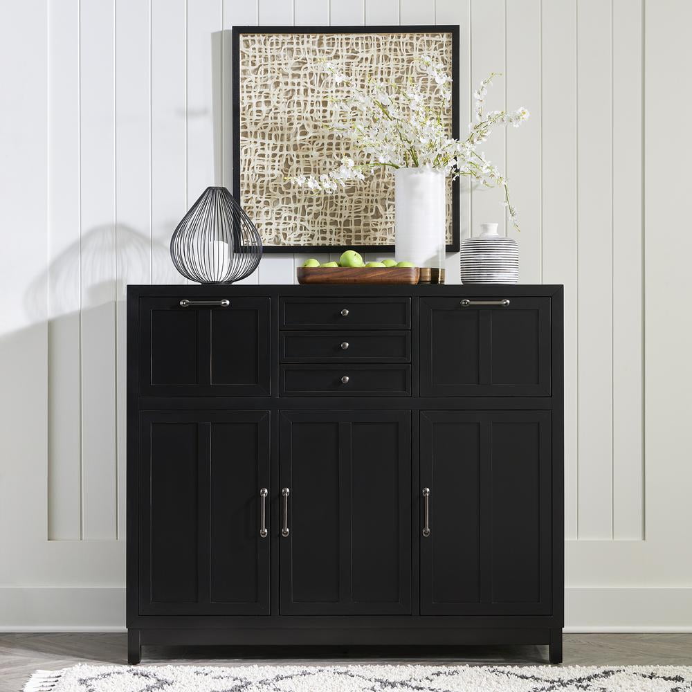 Royal Black Rubberwood and Maple Buffet with Adjustable Shelves