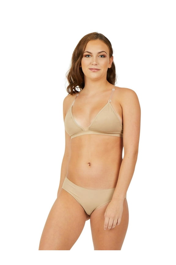 Deep Neck Clear Back Bra - Girls