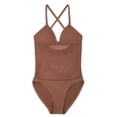 thumbnail image 1 of Capezio Plunge Neck Mesh Midriff Leotard - Girls, 1 of 4