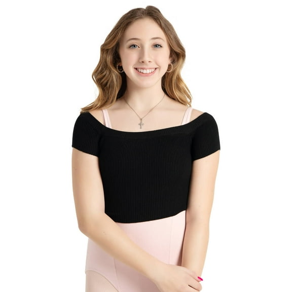 Capezio Ribbed Knit Cropped Sweater