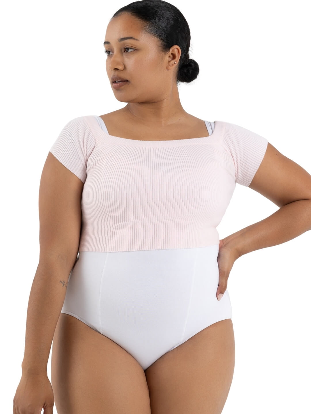 Capezio Women s Ribbed Sweater Knit Cropped Sweater Walmart