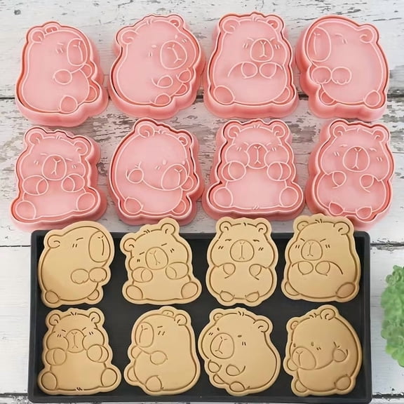 Capibara Cookie Biscuit Cutters Set - 8-Piece Fun Animal Molds for Creative Baking, Fondant, Pastry, and Cake Decorating