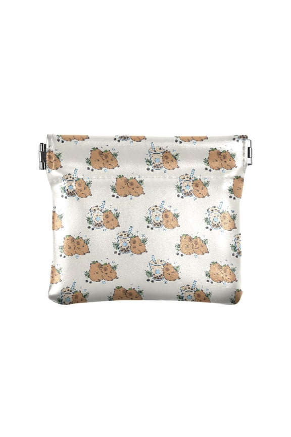Capibara Milk Tea Wallet Small PU Leather Change Pouch Wallet for Women