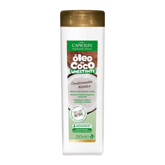 Capicilin - Linha Oleo de Coco Umectante - Condicionador 250 Ml - (Moisturizing Coconut Oil Collection - Conditioner 8.45 Fl Oz)