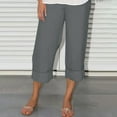 thumbnail image 1 of Capirs for Women Casual Summer Clearance Xunlbb Women’s Elastic Waist Summer Solid Casual Fashion Outing Capris Length Pants on Clearance,Gray S, 1 of 6