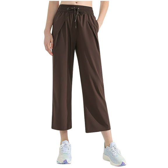 Capirs for Women Casual Summer Clearance Xunlbb Women's Fashionable Yoga Capris on Clearance,Coffee L