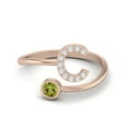 thumbnail image 1 of Capital C Initial Letter 3MM Round Peridot 925 Sterling Silver Rose Vermeil Women Adjustable Valentines Day Gifts Ring, 1 of 3
