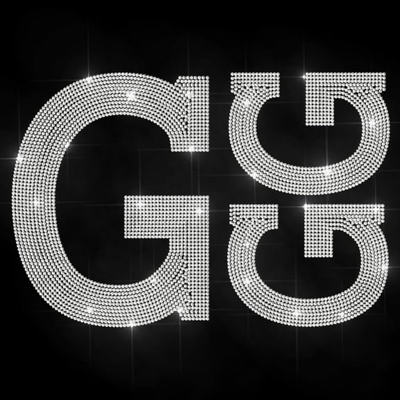 Capital G Iron on Rhinestone Decal Alphabet Letter Hotfix Transfer Sticker Large G Heat Transfer Patch Bling Clothing Repair Applique