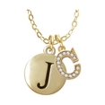 thumbnail image 1 of Capital Gold Tone Letter - J - Pebble Disc - C - Gold Tone Crystal Initial Sophia Necklace, 18"+1", 1 of 2