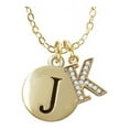 thumbnail image 1 of Capital Gold Tone Letter - J - Pebble Disc - K - Gold Tone Crystal Initial Sophia Necklace, 18"+1", 1 of 2