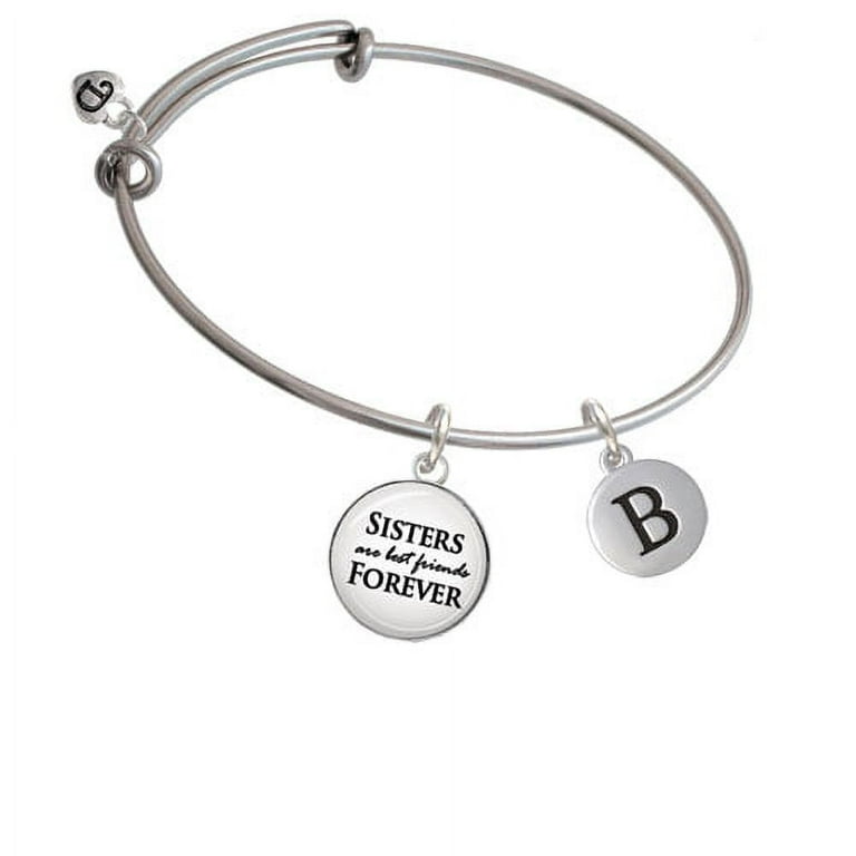 Capital Letter - B - Pebble Disc - Sisters are Best Friends Bangle