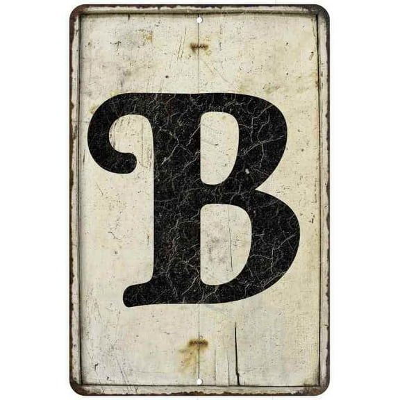 Capital Letter B Vintage Look Chic Distressed 8x12108120020191