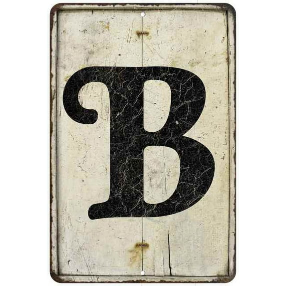 Capital Letter B Vintage Look Chic Distressed 8x12208120020191