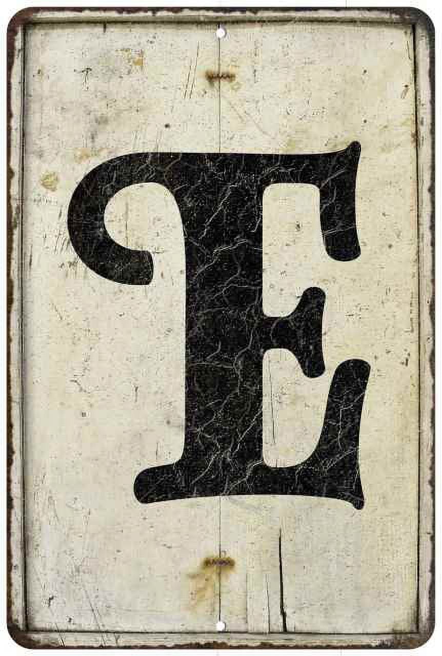 Capital Letter E Vintage Look Chic Distressed 8x12108120020194