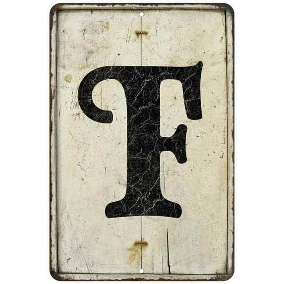 Capital Letter F Vintage Look Chic Distressed 8x12208120020195
