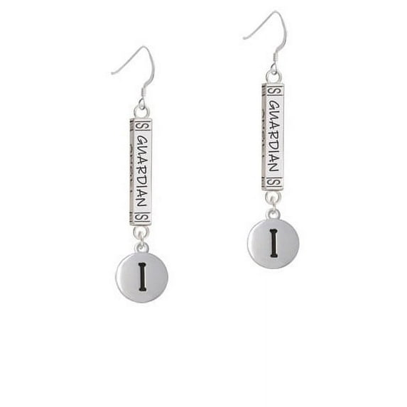 Capital Letter - I - Pebble Disc - Guardian Angel Bar French Earring