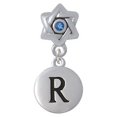 thumbnail image 1 of Capital Letter - R - Pebble Disc - Star of David with Blue Crystal Charm Bead, 1 of 1