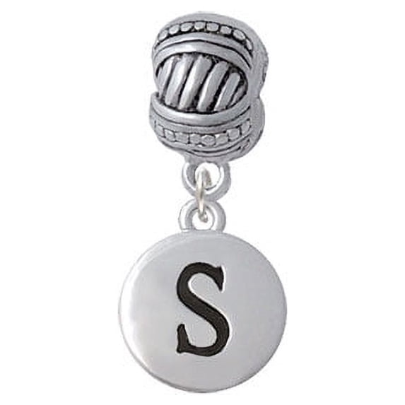 Capital Letter - S - Pebble Disc - Large Rope with Cross Beads Charm Bead