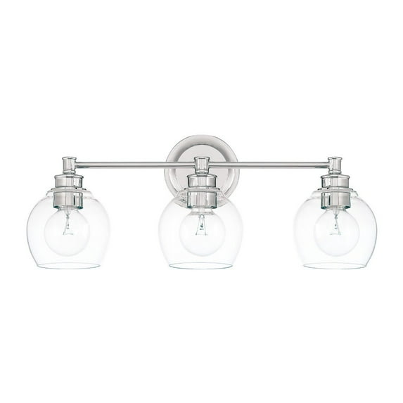Mid-Century 3 Light Transitional Bath Vanity Approved For Damp Locations In Transitional Style 23.5 High By 9.75 Wide-Polished Nickel Finish Capital