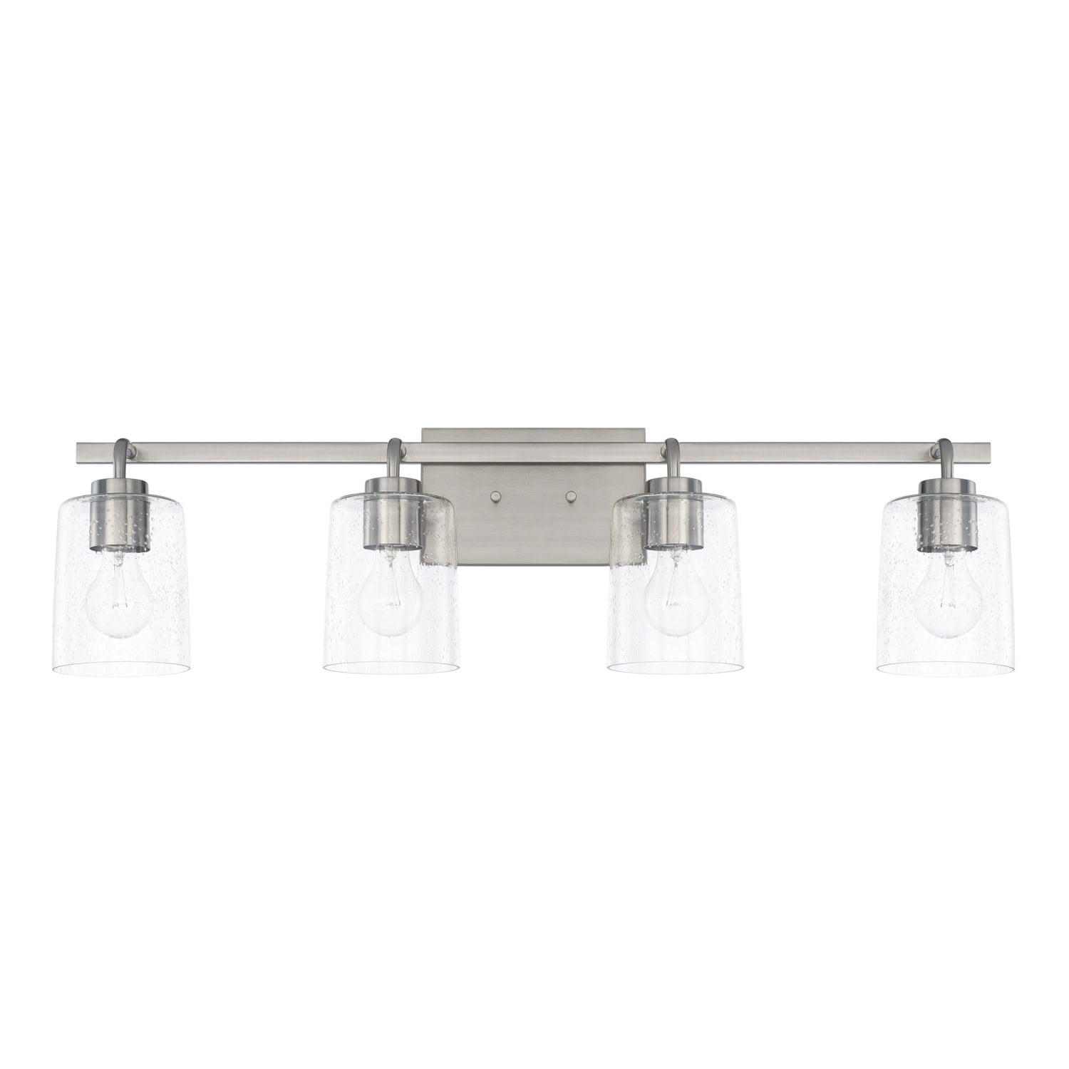Brushed Nickel 4-Light Vanity with Clear Seeded Glass Shades