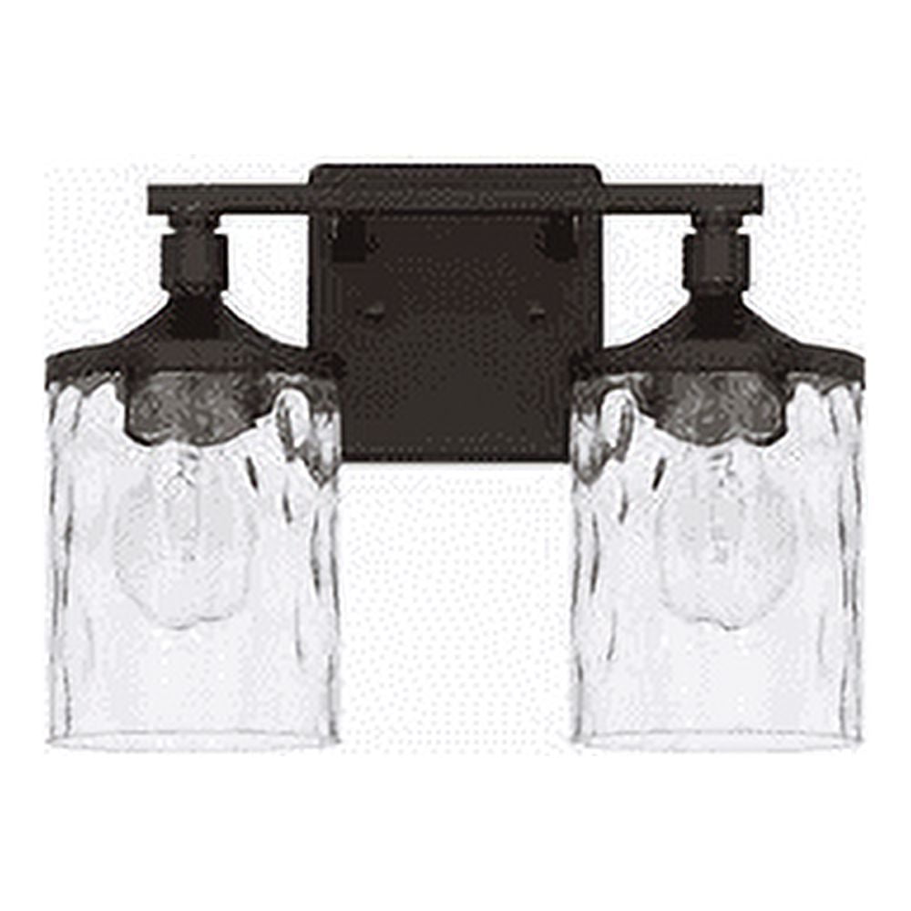 Matte Black Clear Water Glass 2-Light Vanity Fixture