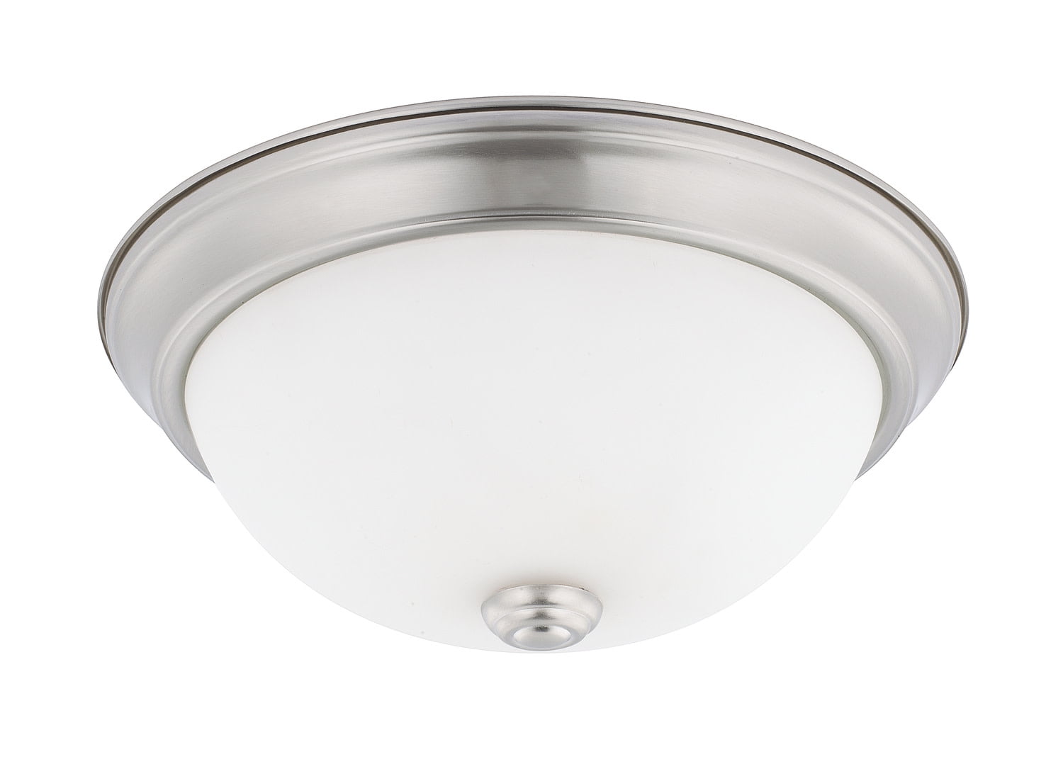 Brushed Nickel 11" Flush Mount Ceiling Light with Soft White Glass Bowl