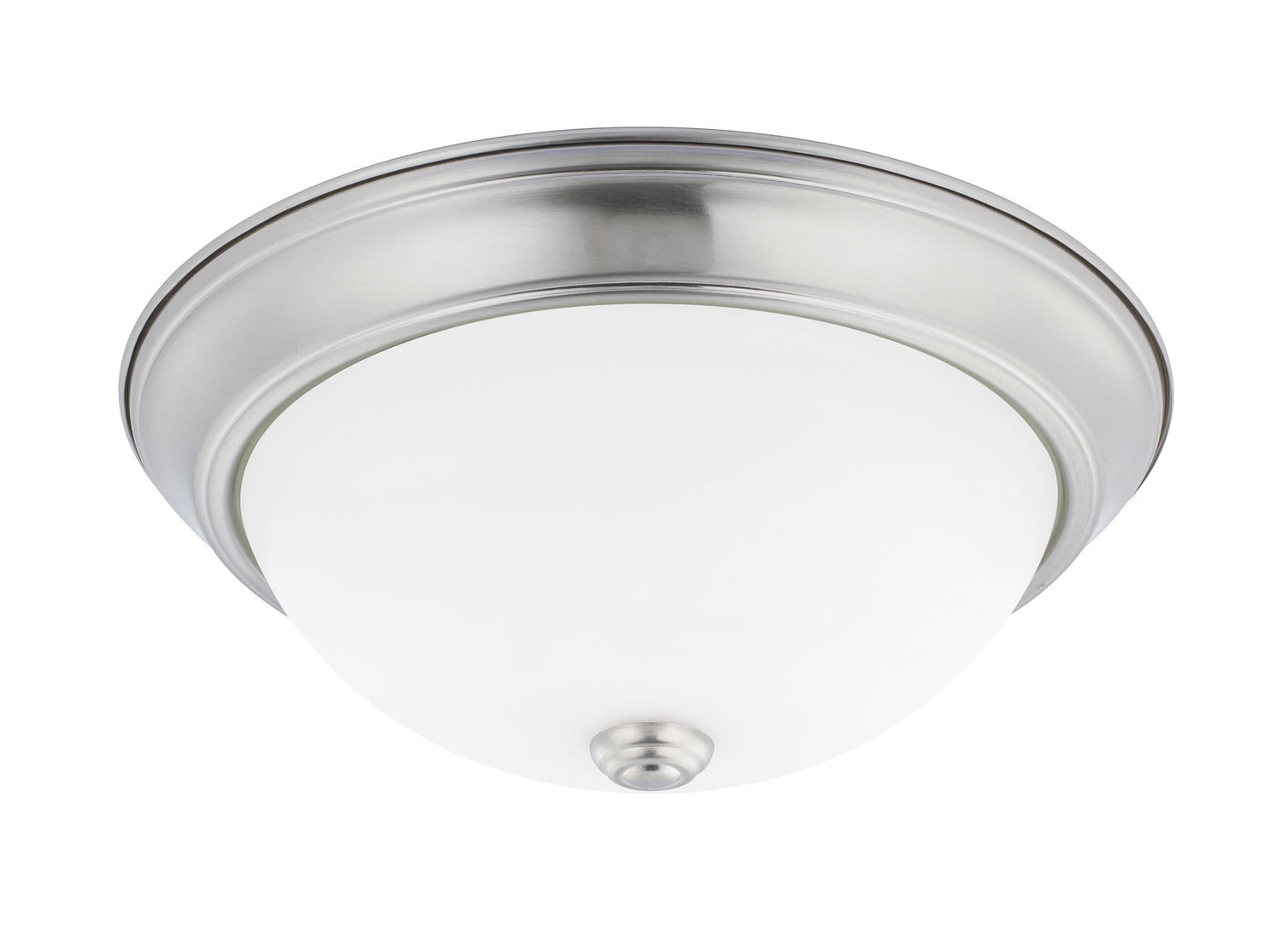 Brushed Nickel 2-Light Flush Mount with Soft White Glass Bowl