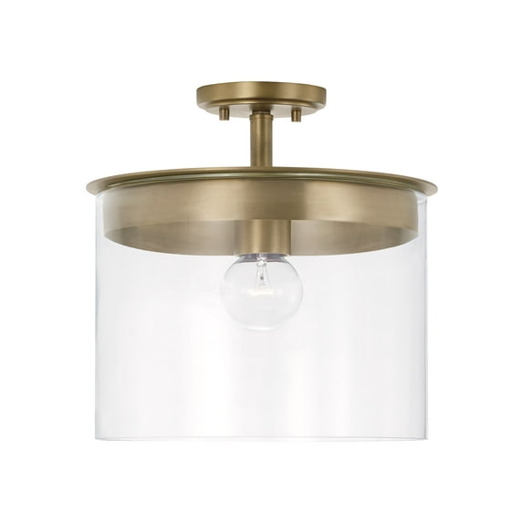 Capital Lighting 246812 Mason 13" Wide Semi-Flush Ceiling Fixture / Pendant - Brass