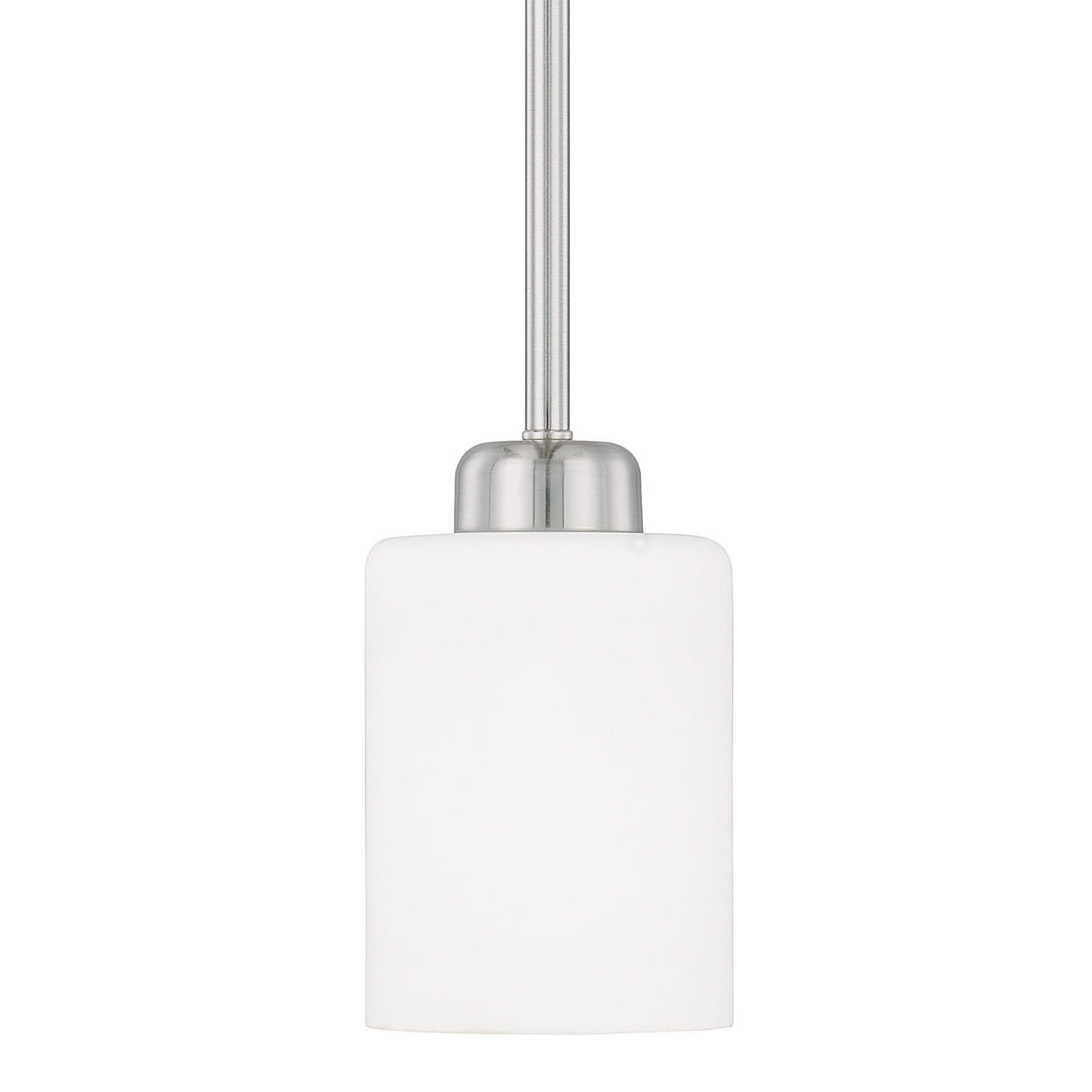 Brushed Nickel Mini Pendant with Soft White Glass Shade