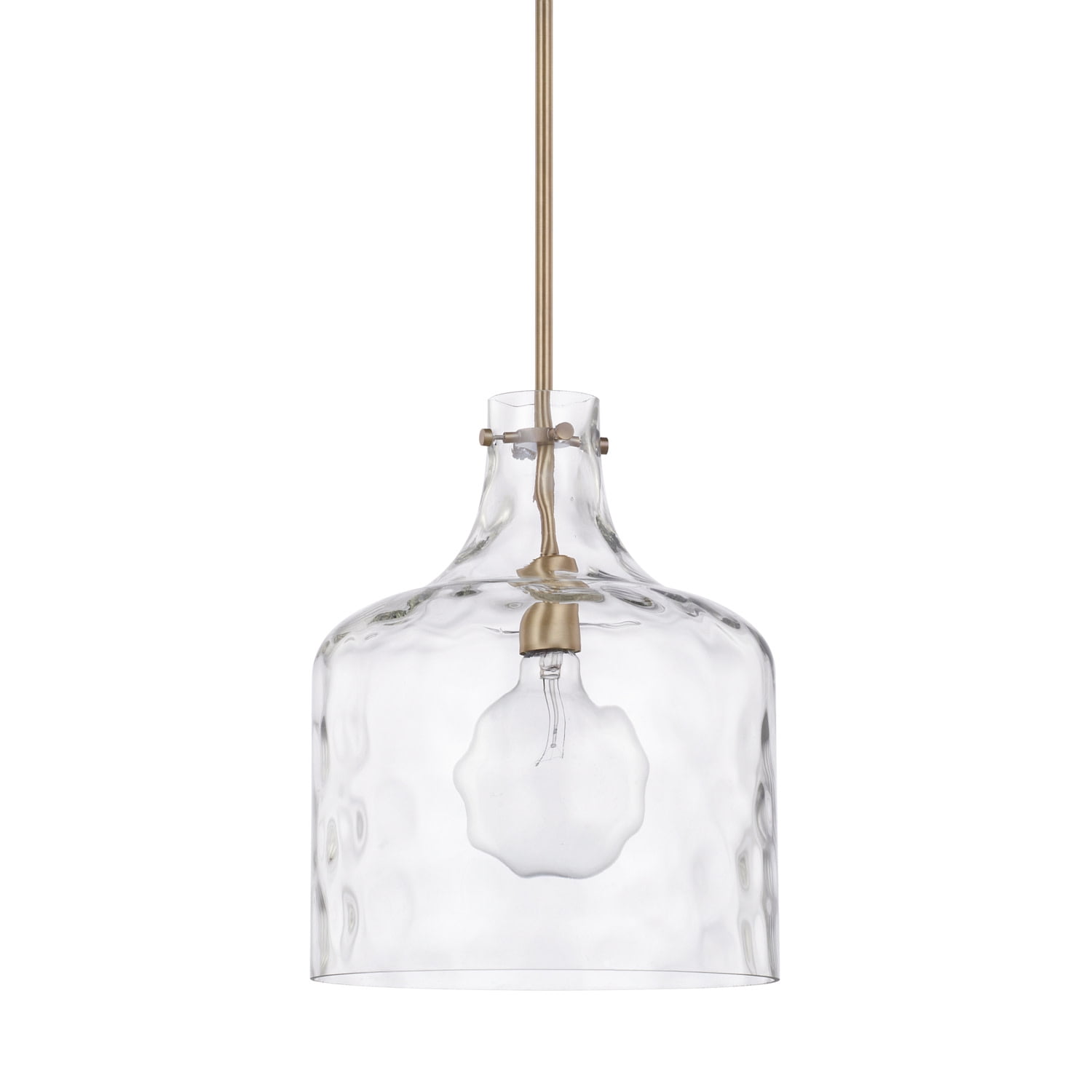 Elegant Aged Brass Pendant Light with Clear Water Glass Shade
