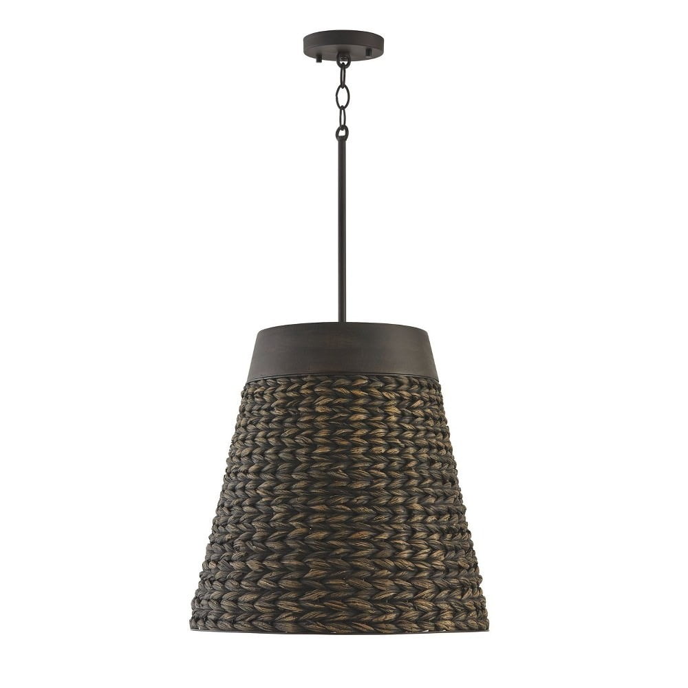 Tallulah 4-Light Charcoal Wash Drum Pendant with Matte Black Accents