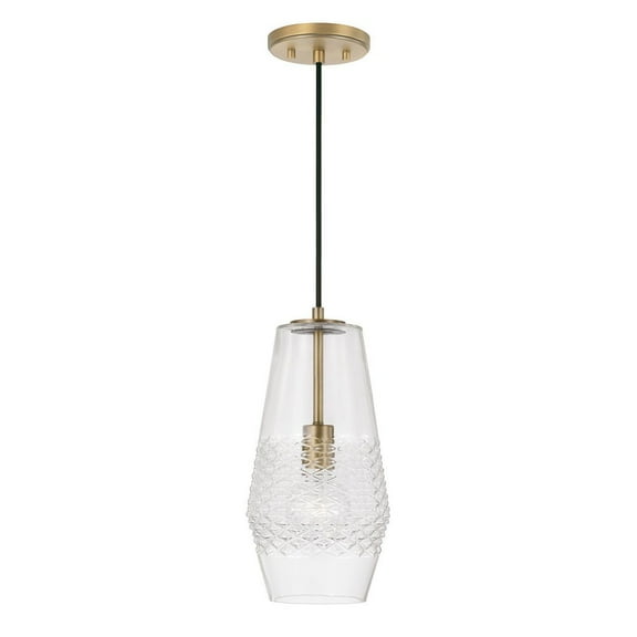 1 Light Pendant In Transitional Style-14.25 Inches Tall And 7 Inches Wide-Aged Brass Finish    -Traditional Installation Capital Lighting 345011Ad