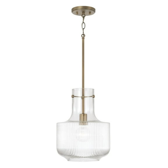 1 Light Pendant In Transitional Style-14.75 Inches Tall And 11 Inches Wide-Aged Brass Finish    -Traditional Installation Capital Lighting 345111Ad