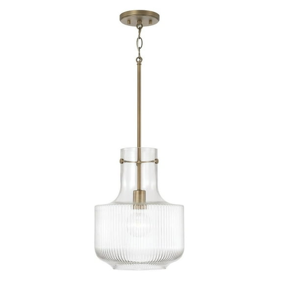 1 Light Pendant In Transitional Style-14.75 Inches Tall And 11 Inches Wide-Aged Brass Finish -Traditional Installation Capital Lighting 345111Ad