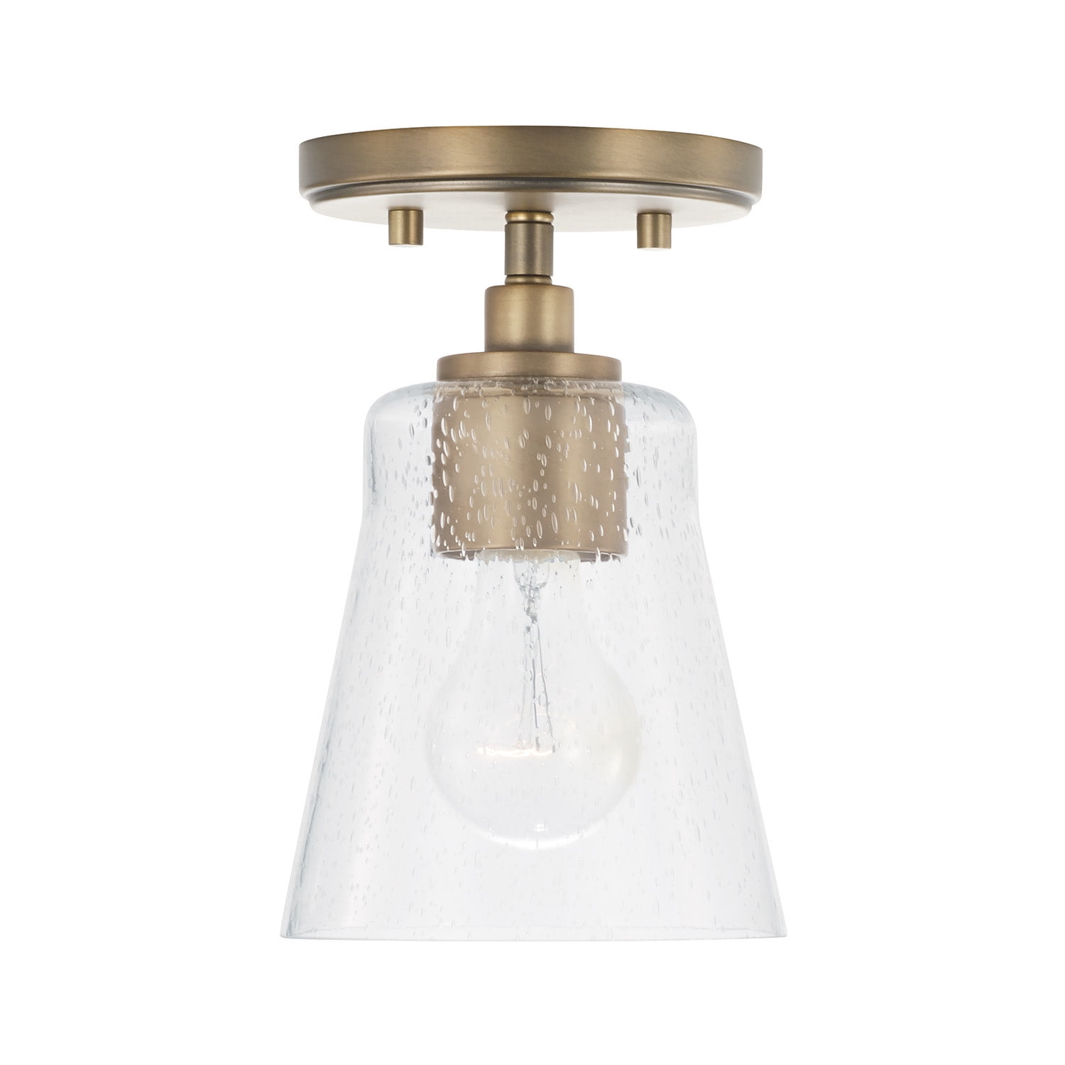 Baker Mini Pendant in Aged Brass with Seeded Glass