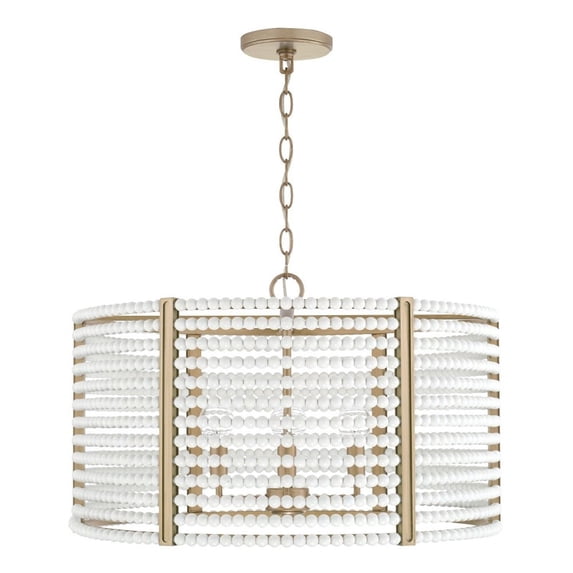 Capital Lighting 347141 Brynn 4 Light 23" Wide Beaded Drum Chandelier - Aged Brass Painted