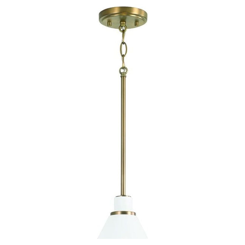 Bradley 15" Aged Brass and White Metal Pendant Light