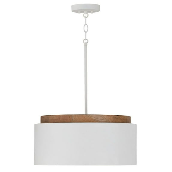 Capital Lighting 350912 Liam 18" Wide Wood Pendant - Light Wood / White