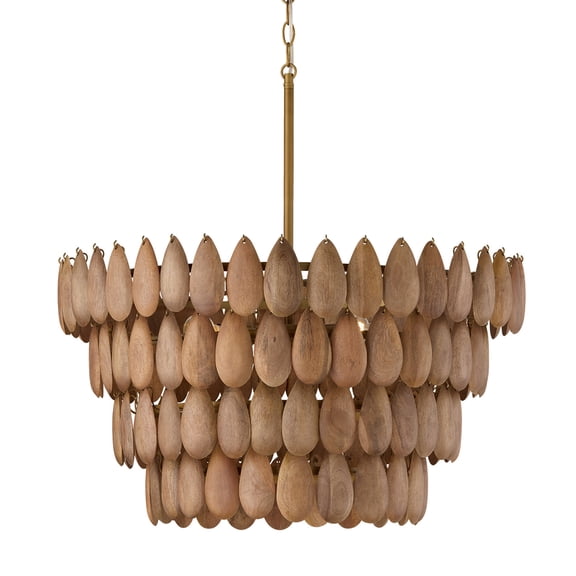 Capital Lighting 354442 Ravi 4 Light 29" Wide Chandelier - Light Wood / Patinaed Brass
