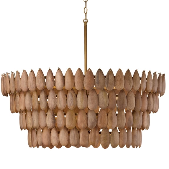Capital Lighting 354461LW Ravi 6 Light 37" Wide Chandelier - Light Wood / Patinaed Brass