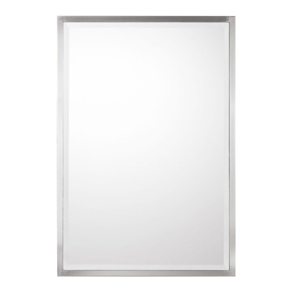 Brushed Nickel Rectangular Framed Bathroom Mirror 38" x 26"