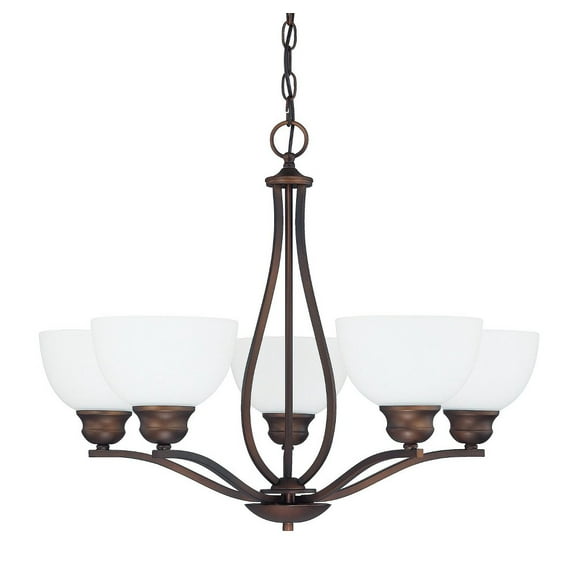 Chandelier 5 Light Brushed Nickel Steel In Transitional Style 27 Wide By 20.5 High-Burnished Bronze Finish    -Traditional Installation Capital