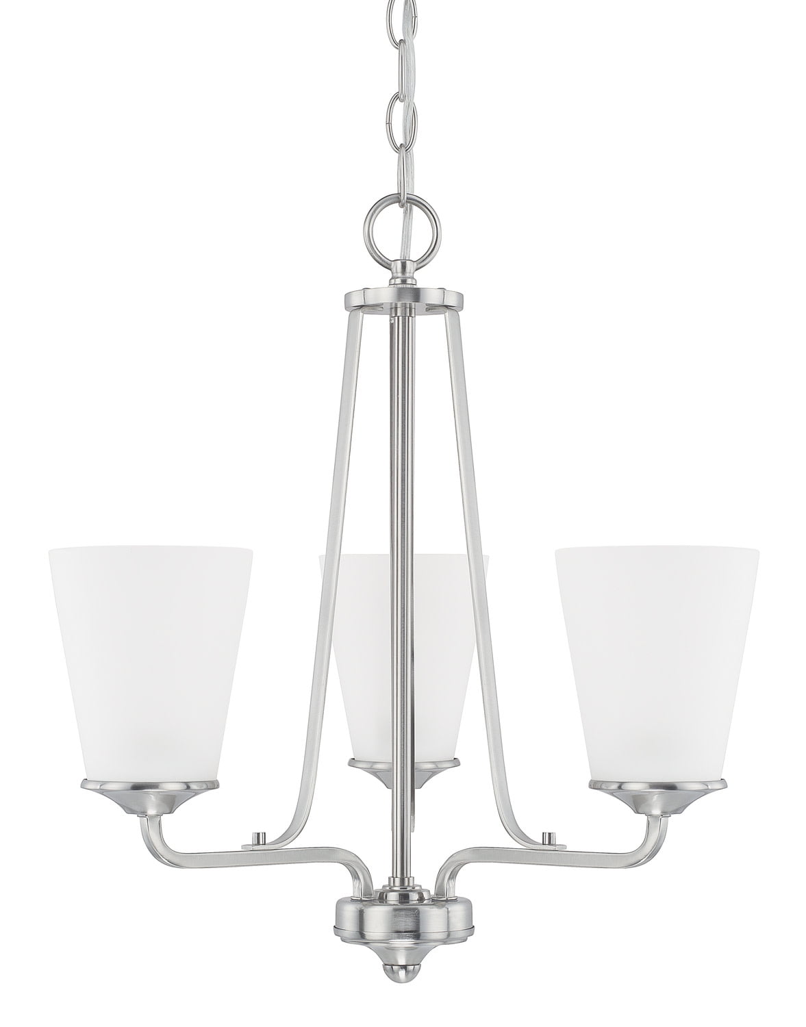 Mini Braylon 3-Light Chandelier in Brushed Nickel with Soft White Glass