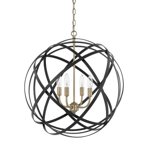 4 Light Pendant In Transitional Style 0 High By 0 Wide-Aged Brass, Black Finish -Traditional Installation Capital Lighting 4234Ab