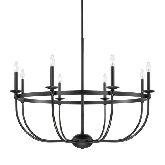 Chandelier 8 Light Matte Black In Industrial Style 28.75 Inch High By 38 Inch Wide -Traditional Installation Capital Lighting 425181Mb